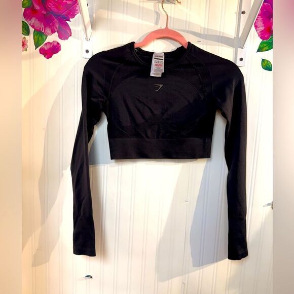 Gymshark Black Long Sleeve Crop Top Sz S - Picture 4 of 8